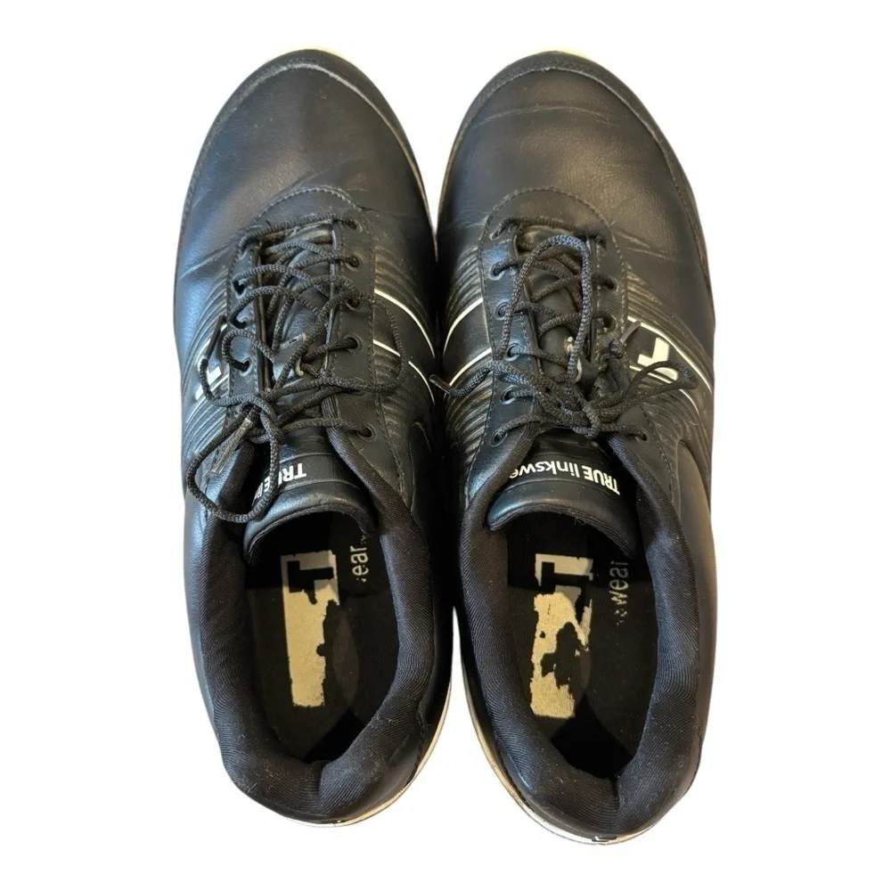 TRUE Linkswear True Motion Golf Shoes Mens 11 Black Waterproof Spikeless Leather